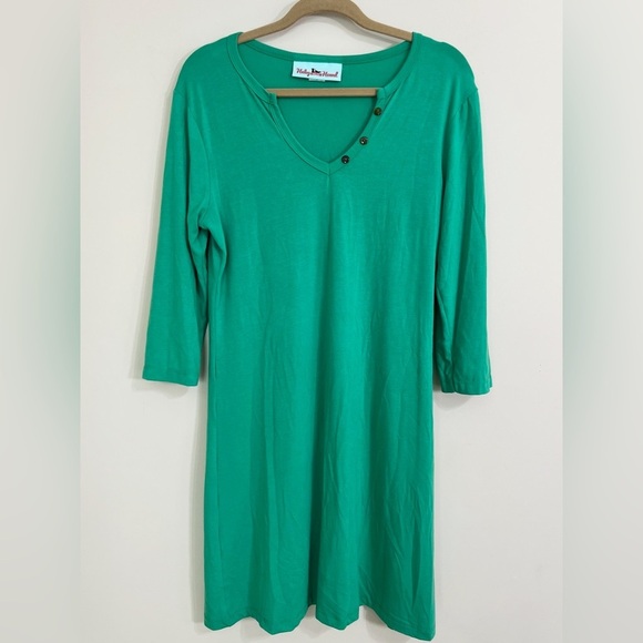 HALEY AND THE HOUND 3/4 Sleeve Notch Collar Women's Kelly Green Dress Size M - Picture 1 of 10
